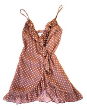 Banana Republic Women's Lined Sleeveless Mini Wrap Ruffle Dress Polka Dot Sz S