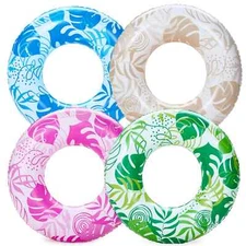 4 Pack Sloosh Inflatable Pool Floats Tube Swim Rings Tropical Leaves 41033