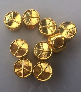 Authentic NOS Gold Plated Peace Sign 2 Sided Large Hole Slider Metal Bead Charm Lot