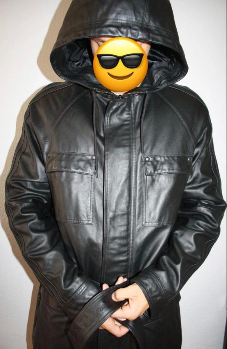 Black leather 2024 adidas jacket