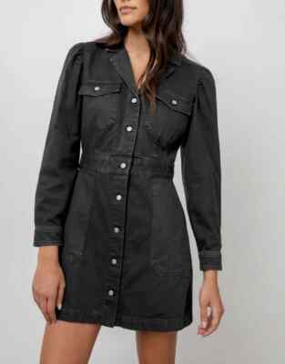RAILS Lisette Carbon Gray Black Denim 4-Pocket Button-Up Shirt Dress S =  4/6  | eBay