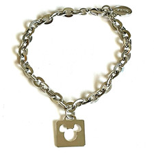 Vintage Disney Mickey Mouse Starter Charm Bracelet Silver Plated Ears Icon