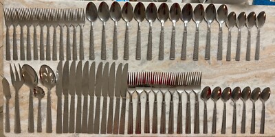 60pc Prato Stainless by GIBSON Glossy, Hammered, Bands, Flat Tip