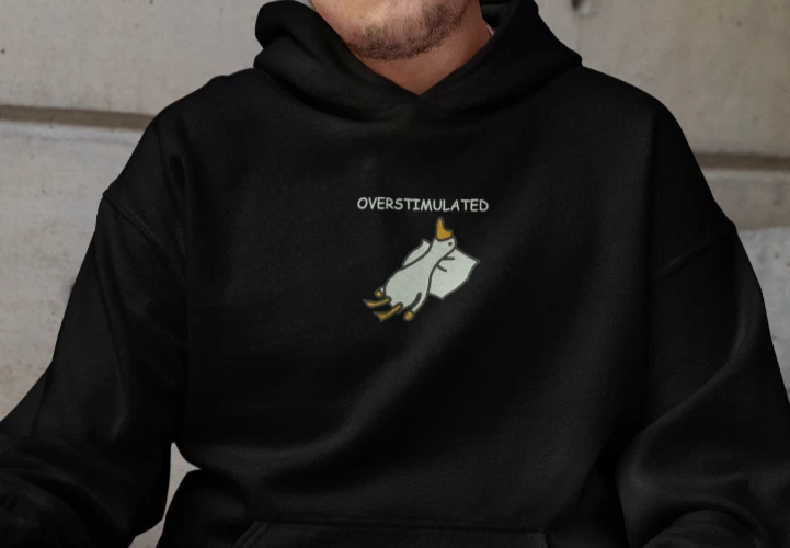Embroidered Overstimulated Duck Funny Unisex Hoodie, Casual Wear Adults Hoodie
Opens in a new window