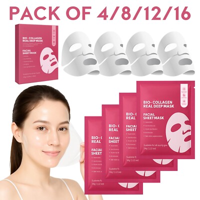 Bio Collagen Real Deep Facial Mask Korean Beauty Anti-Aging Hydrated Mask Sheets