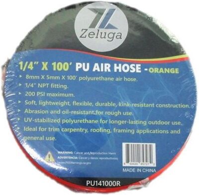 4In X 100Ft Pu Polyurethane Air Hose Flexible Durable Kink Resistant Hose