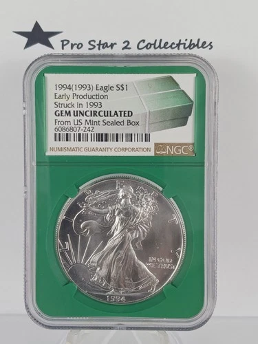 1994 (1993) Eagle S$1 Early Production GEM UNCIRCULATED Struck in 1993  NGC