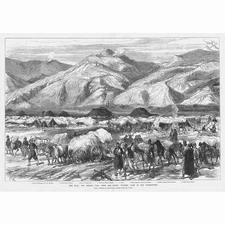 RUSSO-TURKISH WAR Turkish Camp near the Shipka Pass - Antique Print 1877