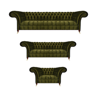Komplett GrüN Sofas Set Sofagarnitur Luxus Textil Einrichtung Chesterfield