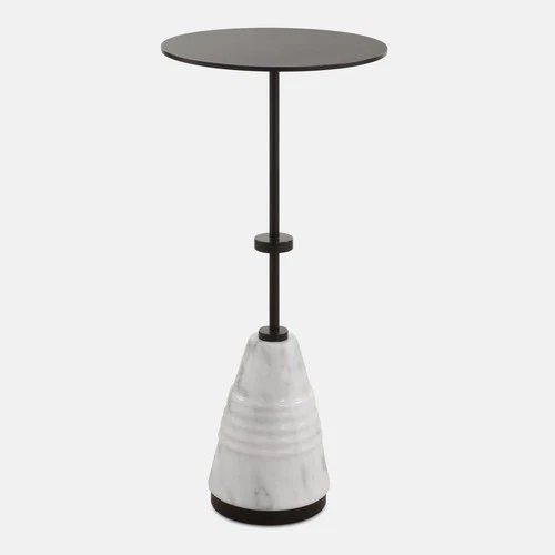 Uttermost 50059 Kincaid 11" Diameter Iron and Marble Accent Table - White - Picture 1 of 6