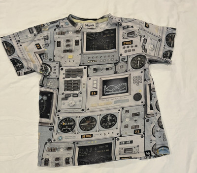 Molo Kids Control Center Graphic Short Sleeve Shirt AOP Size 140 (8-10) US