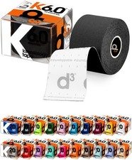 K6.0 Kinesiology Tape - 2in x 20ft Black 1 Roll Latex-Free 1 Roll,