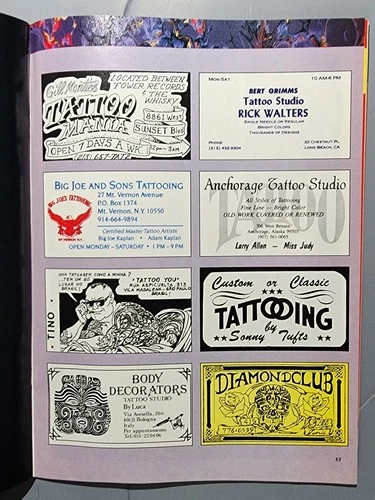 original vintage '92 intl tattoo art #1 mag col todd bob shaw photos cards flash image 12