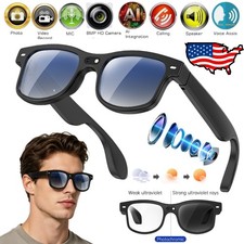 AI Smart Glasses with Camera Bluetooth Open-Ear Audio Video Recording Sunglasses