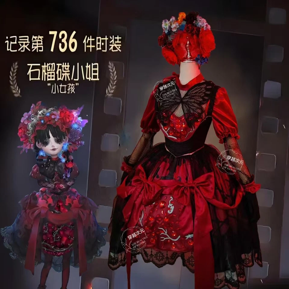 Identity Ⅴ Little Girl Dress Up Red Lace Short Skirt Outfit W/Bow Tie Gift - Image 3 of 4