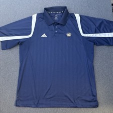 Notre Dame Fighting Irish Polo Shirt Men Large Blue Adidas Clima Cool NCAA
