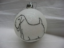 NEW HANDPAINTED SEALYHAM TERRIER UNBREAKABLE SILVER CHRISTMAS ORNAMENT 2 1/2"