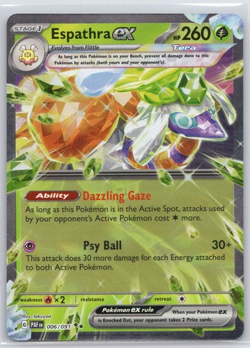 Espathra ex 006/091 Ultra Rare Paldean Fates Pokemon Holo Near Mint