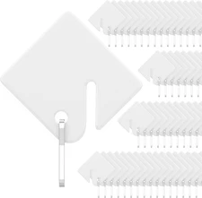 50 Pcs Rack Key Tags 1.5 Inch Slotted Plastic Tags with Metal Snap Hooks White S