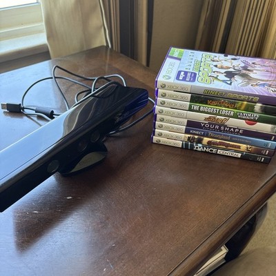 Microsoft Xbox 360 Kinect Sensor and game Lot 8 games