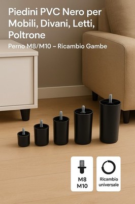 PIEDINO REGOLABILE PER GAMBE LETTO D.42 NERO