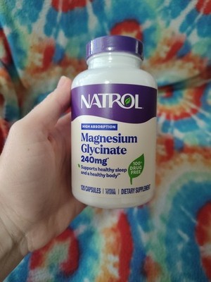 Natrol Magnesium Glycinate 240 mg High Absorption 120 CAPSULES / 2 month Supply