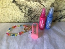 BATH AND BODY WORKS PINK HEARTS JEWELED SPRAY SANITIZER HOLDER W REFILLS