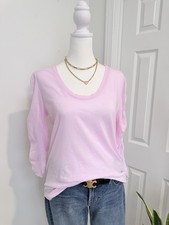 Sundry Shirt Light Pink Shirred Sleeve Pima Cotton Tee Made In USA small/1 NWT