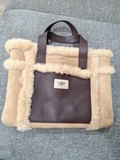 UGG AUSTRALIA BORSA TOTE IN SHEARLING CORPO IN PELLE SCAMOSCIATA CON CINTURINO IN PELLE Y2K VINTAGE