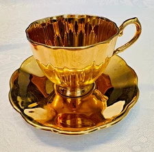 Cup & Saucer all Golden Royal Rose made in England