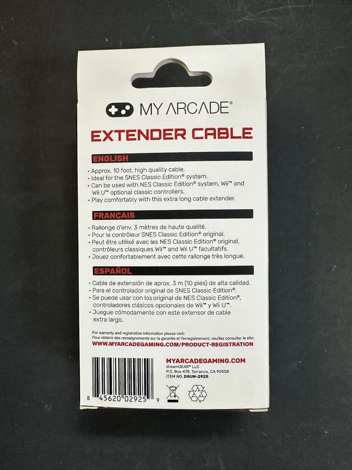 My Arcade Controller Extender Cable - 10ft (3m) - NES Classic/Wii/Wii U - Image 2 of 4