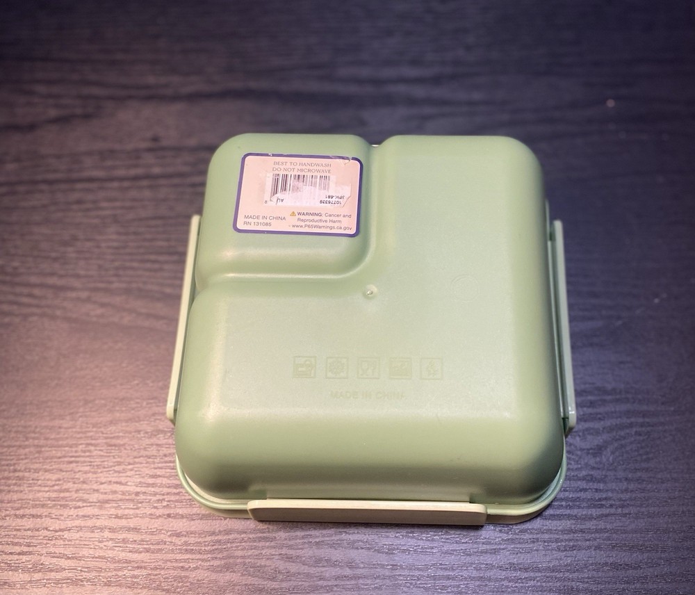 Bento Box Lunch Box Green Layered Sectional Utensils Kit Locking Lid Adults Kids