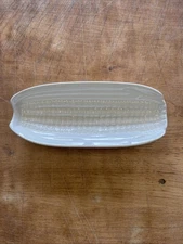 Set of 4 WHITE LARGE CORNHOLDER STONEWARE 9 X 3 3/4