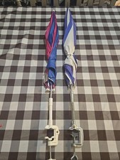 Lot 2: 36" Vintage Umbrella w/ Clamp Handle Attach To Lawn Chair Golf