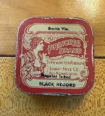 Antique Typewriter Ribbon Tin - Des Moines, Iowa - Princess - Very Old!