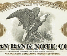 Antique ?? American Bank Note Co Eagle Stock Certificate, Brown Preferred