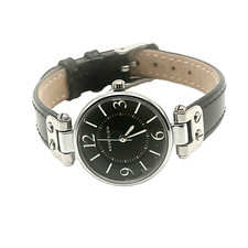 Anne Klein Watch Black Skinny Leather w Silver Accents
