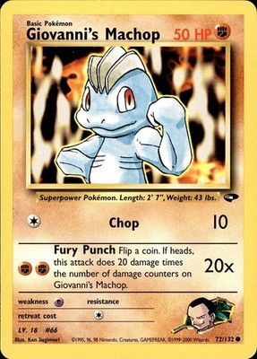 POKEMON GIOVANNI'S MACHOP 72 GYM CHALLENGE 132 COMMON UNLIMITED MP