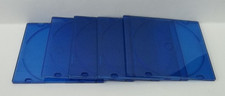 Gently Used Lot of 5 Blue One-Sided 3-Tooth Hub CD DVD Jewel Cases