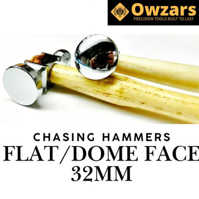 Chasing Hammer set -32mm Flat & dome face jewelry making Metal-smith hobby craft