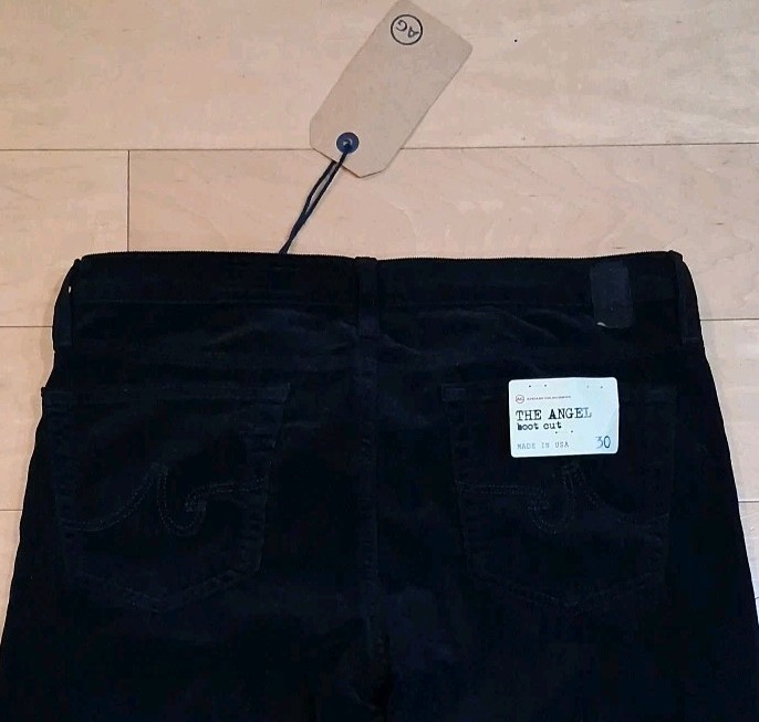NWT AG Adriano Goldschmied The Angel Bootcut Flare Leg Black Corduroy Pants 30 image 6
