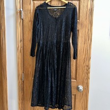 Black Sheer Lace Duster Jacket Robe Dress Maxi Duster M Whimsigoth Romantic