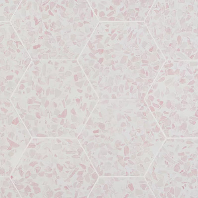 Fusion Hex Pink Terrazzo 9.13 In. X 10.51 In. Matte Porcelain Floor and Wall Til