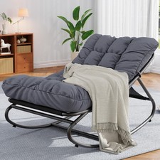 Oversized Outdoor Rocking Chair with Thick Cushions, 400 lbs Capacity Chair