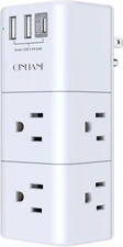 QINLIANF USB Outlet Extender 6 AC Rotating Surge Protector 3 USB Ports