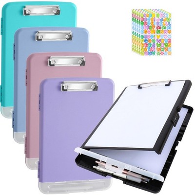 5 PCS Plastic Storage Clipboard, High Capacity, Pen Holder, Side Opening, Nurse