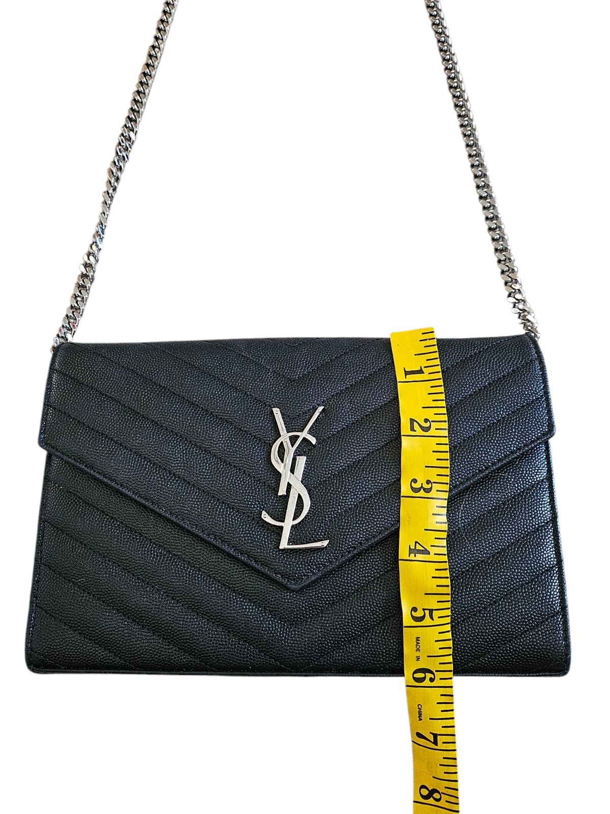 YVES SAINT LAURENT Cassandre Portafoglio Catena Borsa a Tracolla in Pelle Nero