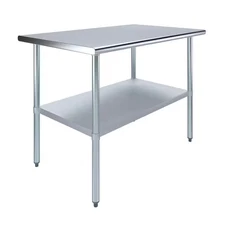 30 In. X 48 In. Stainless Steel Kitchen Utility Table with Adjustable Bottom She