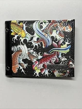 Ed Hardy Logo Graphic Printed Bifold Wallet New