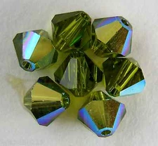 5 6mm Swarovski 5301 Crystal Bicones -- Olivine AB(Please read item description)
